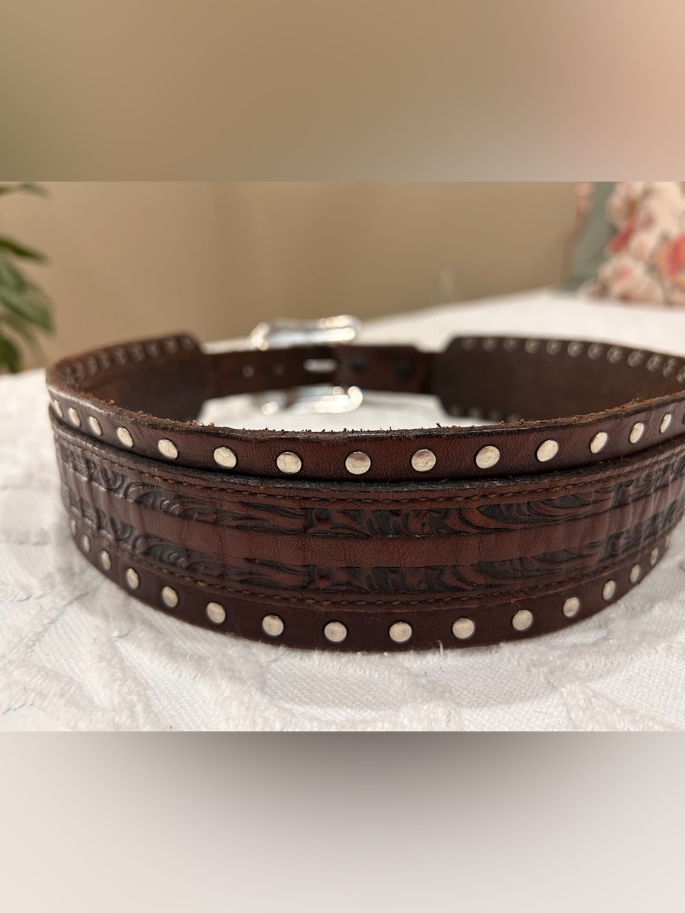 Wide Leather Western Belt